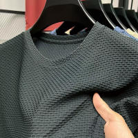 Camiseta De Hombre Verano M-5XL Cuello Redondo Manga Corta Resistente Al Arrugas Y Transpirable Textura De Poliéster Casual Versátil - details 4