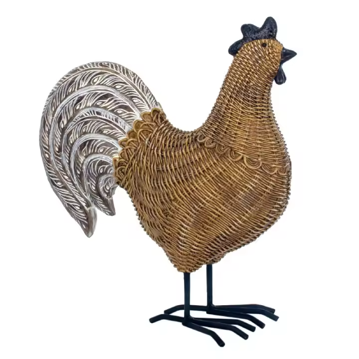 SIGNES GRIMALT Signes Grimalt By SIGRIS - Figura Gallo y Gallina de Resina Marrón | Figuras De Resina Para Jardín y Decoración - 1