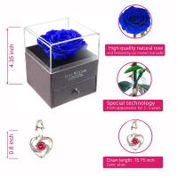 Caja De Joyas Regalo De Día De La Madre Para Mujer Caja De Collar Rosa Artificial Caja De Flores Eterna Para Regalo De San Valentín Decoración De Hogar - details 13