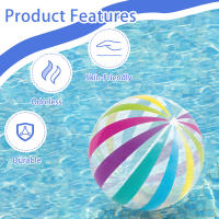 1pc 15.35Inch Colorful Striped Transparent Ball Inflatable Beach Ball, Suitable For Beach Pool Party Games - details 3