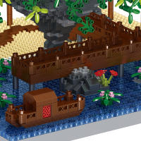 Bloques De Construcción DIY Bibilock 3320PCS Sakura Tree House Edificio De Diamantes Jardín Chino Arquitectura Cascada Regalo Para Adultos - details 7