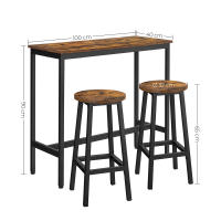 Conjunto de mesa y sillas de bar para cocina, mesa con 2 taburetes de bar, elegante marco de acero industrial - details 7