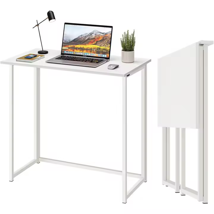 Mesa Escritorio Plegable, Mesa Ordenador, Compacto sin ensamblaje, Mesa de Estudio para Casa Oficina, Escritorio para computadora Manualidades, Blanca, 80 x 45 x 74 cm - 1