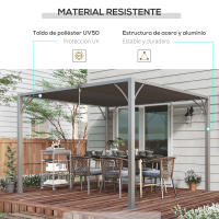 Outsunny Pérgola Cenador de Jardín Gazebo con Diseño de Lamas Superior Giratorio hasta 135° Marco de Aluminio y Protección UV 50+ Pabellón para Patio Terraza Balcón Gris - details 4