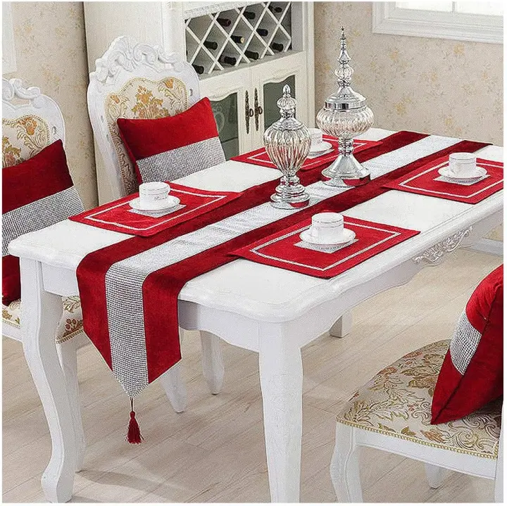 Camino de mesa de 13 x 84 pulgadas con diamantes de imitación y lentejuelas, elegante decoración de mesa - 1
