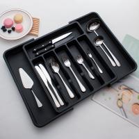 Organizador De Cajón De Cucharas Ajustable En Plástico Para Cocina Divisor De Almacenamiento Para Utensilios Y Cuchillería Estilo Moderno Plateado - details 0