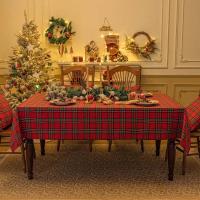Mantel Navideño a Cuadros Rojos Lavable Para Fiesta De Navidad Comida En Casa Decoración Del Salón Material De Poliéster 100% - details 1