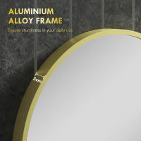 HOMCOM Espejo de Baño Espejo de Pared Espejo Decorativo con Marco de Aluminio y Gancho Fácil Instalación para Salón Entrada Pasillo Dorado - details 4