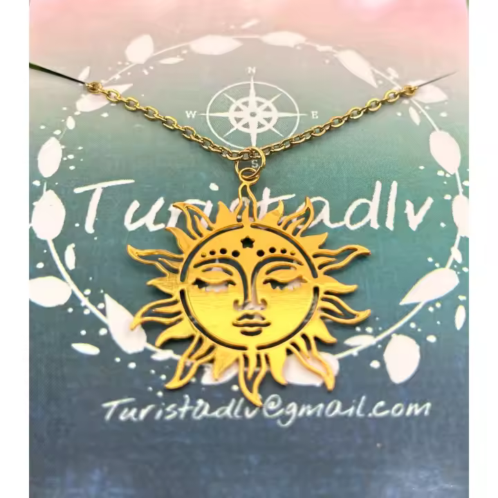 Collar de Sol, collar sol, Colgante de sol, encanto de Sol, joyas de sol, Sol Feliz, colgante de Sol Sonriente, sol, HAPPY SUN, sol, surf, verano, playa, - 1