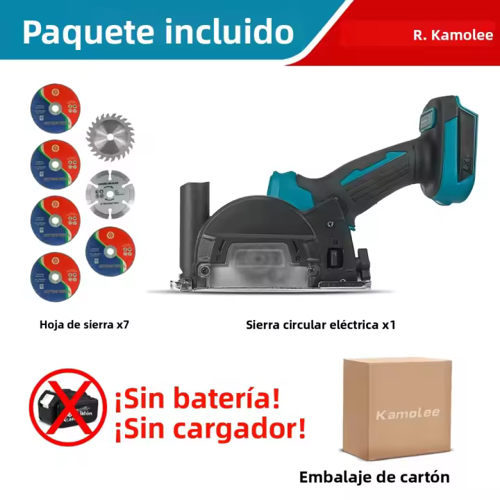 Sábanca Circular Eléctrica Sin Escobillas Kamolee De 3 Pulgadas Multifuncional Para DIY En El Hogar Compatible Con Batería Makita 18V - 1