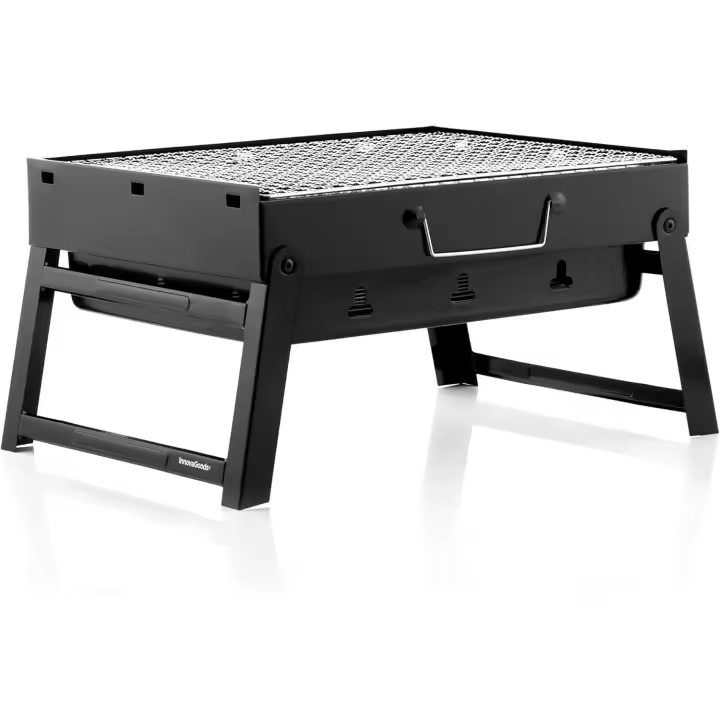 Mini barbacoa de Carbón portátil, plegable, ideal para acampar y Mesa, fácil de usar y limpiar, para 2 personas, Negro. - 1