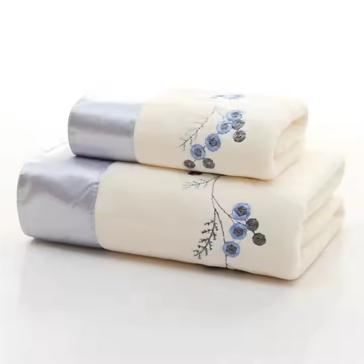 Juego De Toallas De Microfibra Bordadas 2 Piezas 1 Toalla De Rostro 75x35cm 1 Toalla De Baño 140x70cm Secado Rápido Toallas Para El Baño - 1