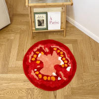Alfombra De Tomate Tufted Rug Con Patrón Divertido Alfombra Suave Para Sala De Estar Entrada Interior Dormitorio Decoración De Área Antideslizante Resistente Al Desvanecimiento Lavable Mecánicamente Uso Doméstico Y Hotelero - details 4