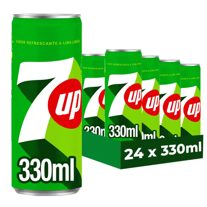 Seven Up Original 24 Latas x 330 ml, Refresco de Lima con Gas, Bebida Carbonatada, Sabor Burbujeante, Puro y Refrescante, sin Cafeína, Auténtico Sabor y Versatilidad - 1
