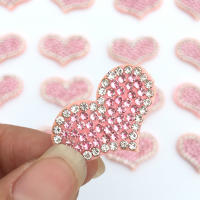 20Pcs Parches En Forma De Corazón Rosa Con AB Rhinestone Aplicación De Diamantes Para Ropa Decoración De Clip De Cabello Accesorios De Costura - details 2
