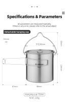 Tiartisan Tetera De Acero Inoxidable 750ml Plegable Portátil Para Camping Y Picnics Con Manoleta Herramienta De Cocina Al Aire Libre - details 6