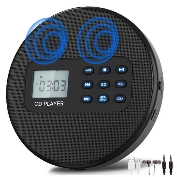 Reproductor de CD con los auriculares: Reproductor de CD recargable del Walkman, reproductor de CD de Discman con los auriculares juego Recor - 1