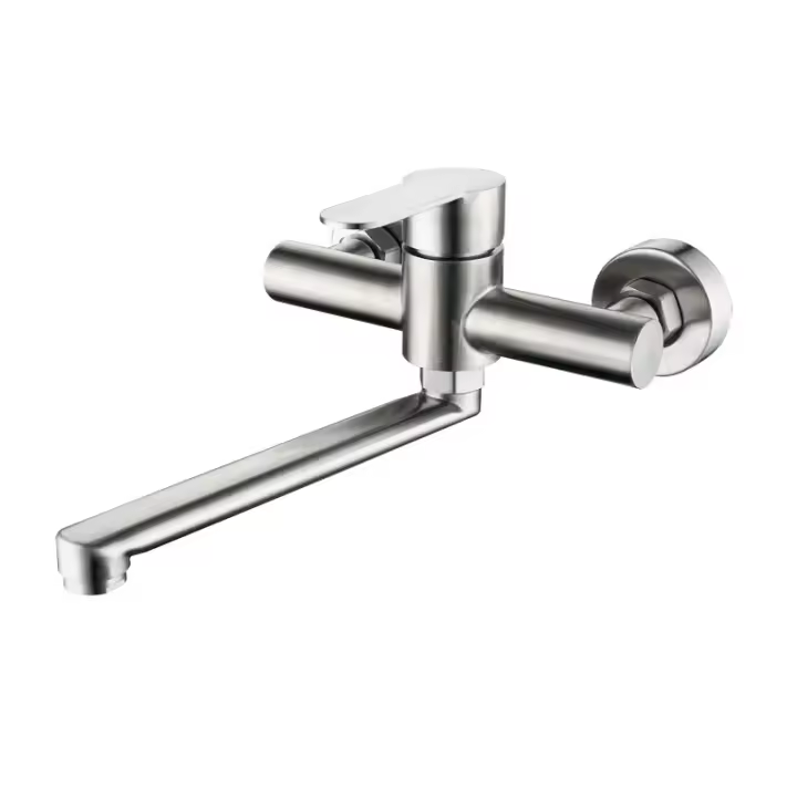 Grifo de Cocina montado en la pared Grifo de pared del fregadero Grifo de La Cocina monomando con versión Larga giratoria de 360 ° para Cocina Chromo - 1