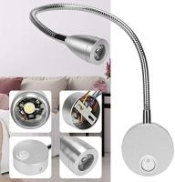 Lámpara de pared para Mesita de Noche, 2 Luces, LED, lámpara de Lectura, lámpara de Cuello de CISne, 3 W, Luz Blanca Cálida de 3000 K, lámpara de Lectura, plateada - details 4