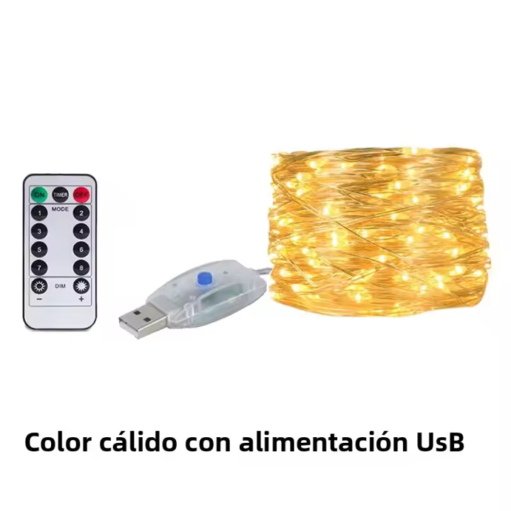 Luz De Cadena LED Para Navidad Y Fiestas Con Control Remoto USB Y Pilas Garlanda De Hilo Cobre LED Para Decoración De Bodas Y Fiesta 10M 20M Blanco Multicolor Calor - 1