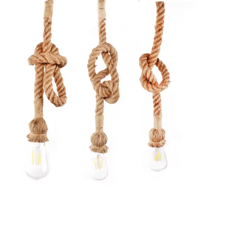 Lámpara Colgante Vintage Edison E27 De Cuerda De Lino Retro Estilo Industrial Para Decoración De Loft Y Hogar Fuente De Luz Halógena - 1