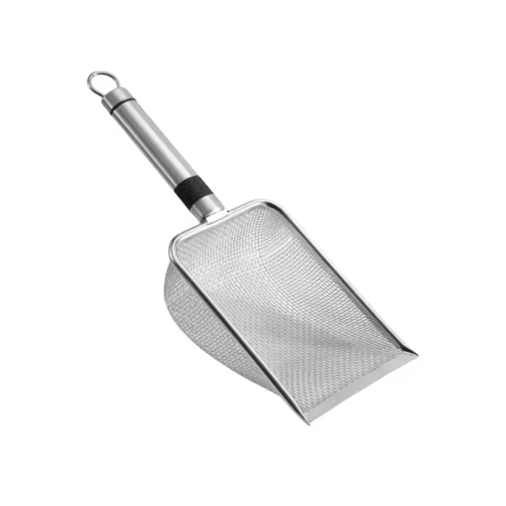 Escobilla De Arena Para Gatos De Acero Inoxidable - Duradera Fácil De Limpia Con Mango Ergonómico Resistente Al Rusticidad Ideal Para La Eliminación Rápida Del Desperdicio - 1