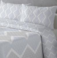 Colcha Bicolor Azul Gris - Reversible con 2 Diseños + Fundas de Almohada | Tallas Cama 90  (1 Funda), Cama 135/150 (2 Fundas)  | Termosellada No hace bolitas y Fácil Planchado - details 1