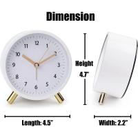 Reloj Despertador Analógico, Súper Silencioso sin Tictac with Luz Nocturna, Funciona con Barería, Reloj de Metal Redondo de Moda para Oficina, Dormitorio, Ancianos, Adultos, Niños - details 0