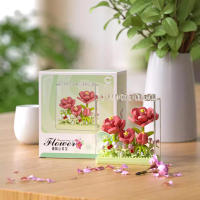 Bloques De Construcción Creativos Flower Dream Juego De Montaje Para Mesa Ornamento De Oficina Regalo De Flores Para Mujeres Bloques De Plástico ABS Tamaño Pequeño Compatible Con Lego - details 3