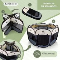 Parque para Perros Plegable Scooby Mobiclinic® Pets 2 Accesos 8 Ventanas 101x101x60 Cinta elástica para Guardar para Interior y Exterior Tela de Malla 600D Fácil de Limpiar Gris - details 3