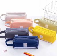 Estuche De Lápices Portátil De Dos Capas En Tela Oxford Con Doble Cremallera Para Estudiantes Suministros De Oficina De Regreso a La Escuela - details 0