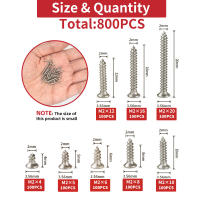 Kit De 800 Piezas De Tornillos Auto-Abrazadores M2 Con Juego De Tornillos De Bloqueo Y Clavos Para Madera Herramienta De Carpintería DIY - details 1