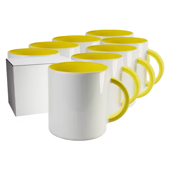 PixColor – 12 tazas de sublimación de cerámica blanca con interior de colores | Caja individual neutra | 350ml (11oz) | Categoría AAA | Aptas para microondas y lavavajillas | Compatible con Cricut… - 1