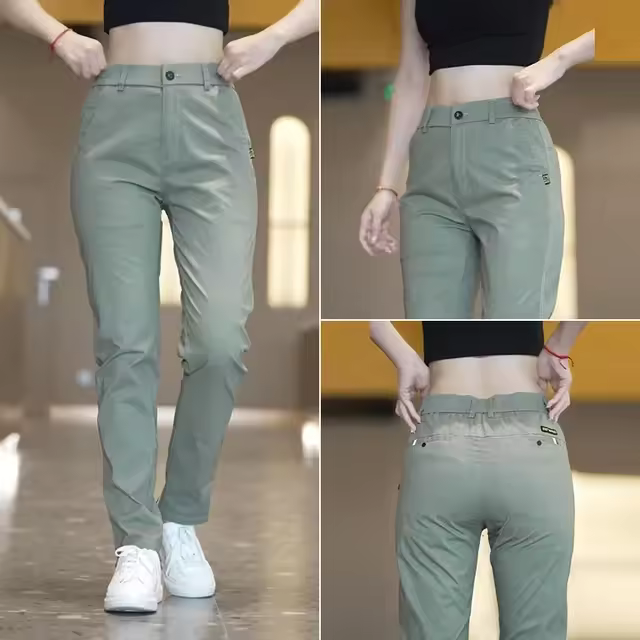 Pantalones Casuales Para Hombre De Seda Con Diseño Simple Medio Peso Verde Olivo Negro Ajustados Rectos Estirables Para Golf Y Uso Diario - 1