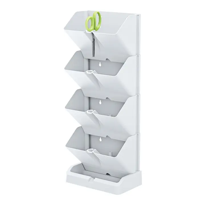 Macetero vertical Prosperplast Mini Cascade de plastico en color blanco 19,5 (largo) x 11,4 (ancho) x 47,5 (alto) cm con tijeras de jardin - 1