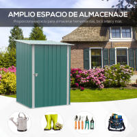Outsunny Caseta de Jardín 0,92 m² 100x103x160 cm Cobertizo Exterior de Acero Galvanizado con Puerta Cerradura y Techo Inclinado para Almacenamiento de Herramientas - details 3