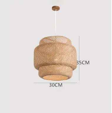 Lámpara Colgante De Bambú Moderna De 30cm Artesanal Para Sala De Estar Comedor Dormitorio Lámpara De Luces De Ambiente - 1
