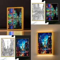 Lámpara De Noche LED En Forma De Luna Para Decoración Del Hogar Y Regalos Amigos Estilo Ciudad Tokyo Japan Fotografía Enmarcada Luz De Pintura - details 0