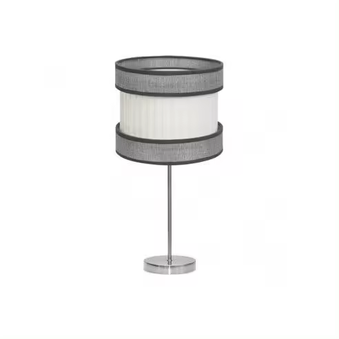 FABRILAMP Lámpara de Mesa Sobremesa Alto Home 1xe27 Niquel/Gris-Beige 61x30x30 Cm - Diseño Moderno - 1