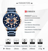 Reloj De Pulsera CURREN Para Hombre Resistente Al Agua Cronógrafo Militar De Acero Inoxidable Estilo Deportivo Y Casual - details 1