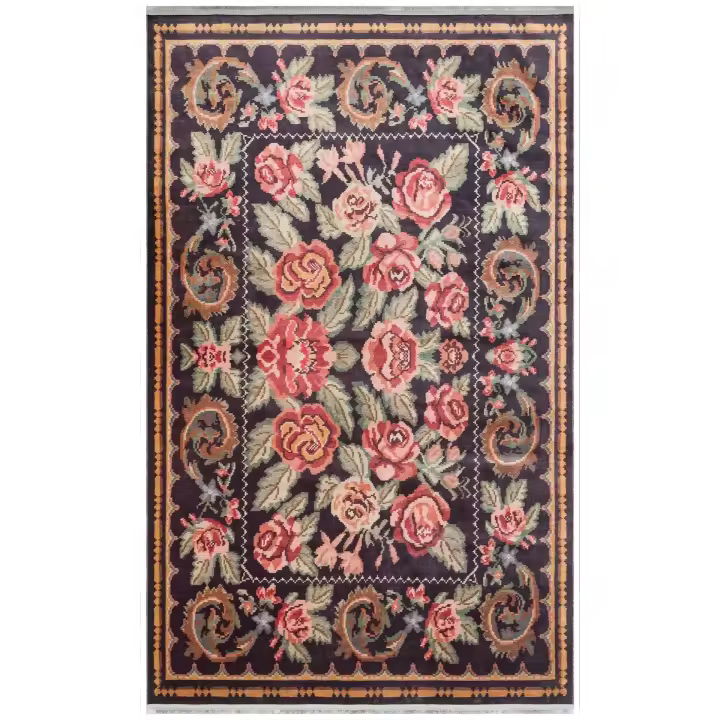 OTTOMAN- ALFOMBRA MECANICA ANTIQUE ATK 02 BLACK. Antideslizante, lavable ,con diseño antiguo. - Varias medidas. - 1
