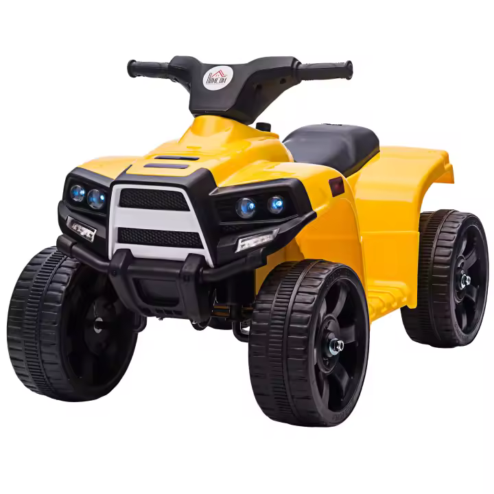 HOMCOM Quad Eléctrico para Niños 18-36 Meses Cuatrimoto Infantil a Batería 6V con Faros Bocina Velocidad 0-3 km/h Avance y Retroceso 65x40x43 cm Blanco - 1