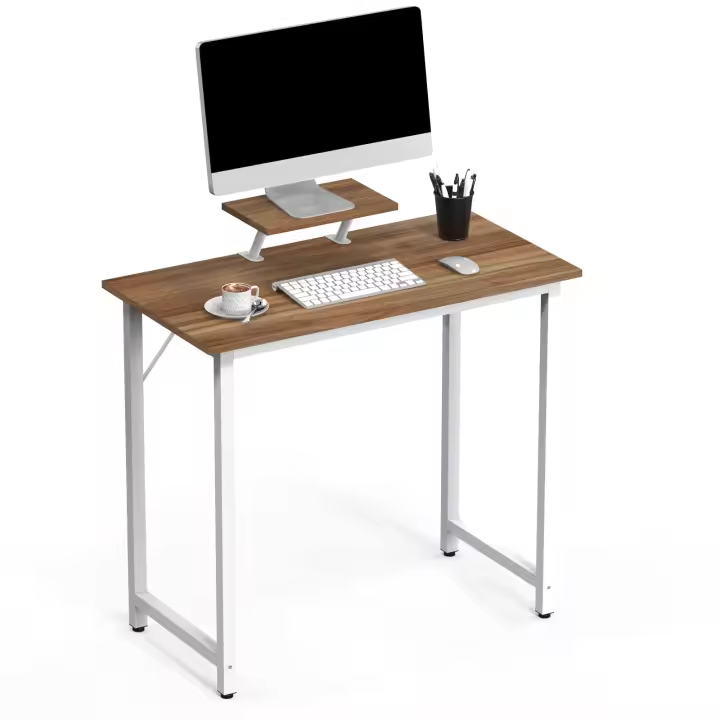 Rcynview Escritorio de Oficina Pequeño- Montaje Extraíble, Adecuado para Oficinas, Salones, Hogares en Marrón Negro Roble - 1