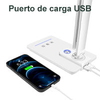 lámpara Led Escritorio, Flexo de Escritorio con luz nocturna, lampara de escritorio con control táctil, Puerto de carga USB, 10 niveles de luminosidad 5 modos, Temporizador de 45min, (Blanco) - details 5