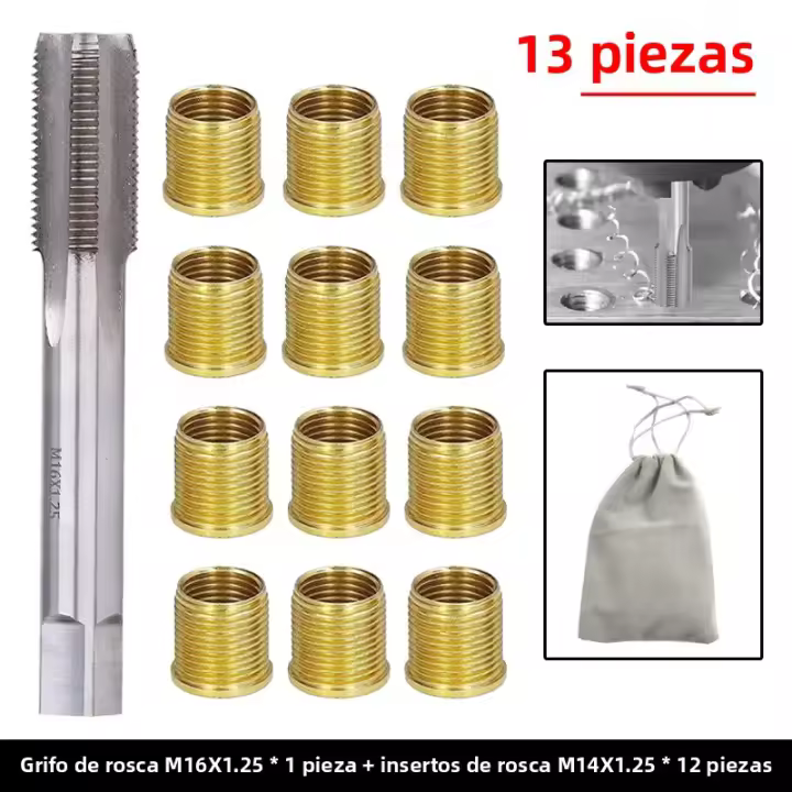 Kit De Reparación De Hilo M16X1.25 Con Tapa De Hilo M14X1.25 Para Restaurar Hilos Dañados Herramienta De Reparación De Coches Car pro Coil - 1