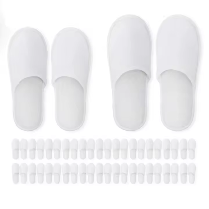 Zapatillas de spa, 12 pares de zapatillas desechables de felpa cepillada con punta cerrada para hombre y mujer, ideales para familias de hoteles. - 1