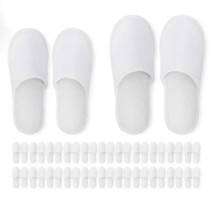 Zapatillas de spa, 12 pares de zapatillas desechables de felpa cepillada con punta cerrada para hombre y mujer, ideales para familias de hoteles. - 1