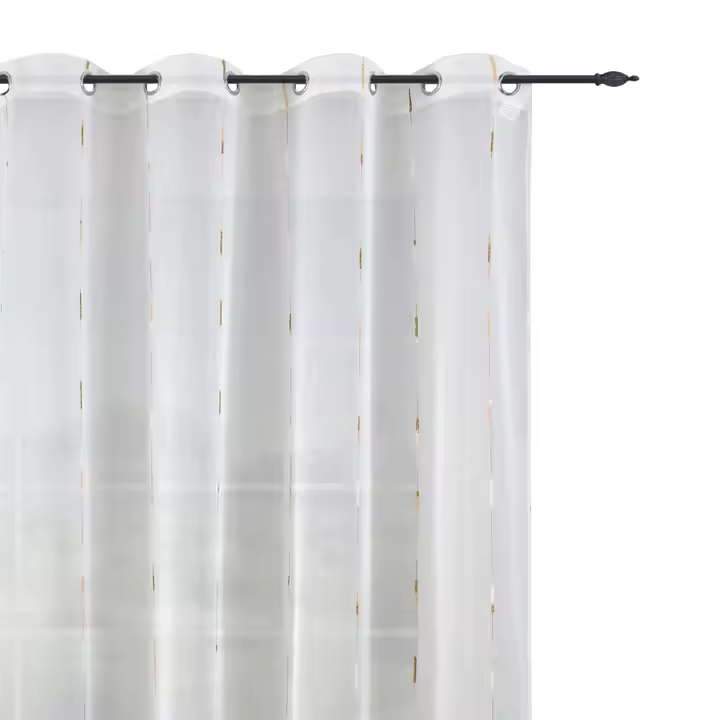Cortinas Poliéster Translucidas Bordadas de un Visillo Modernas 150x260cm de Efecto Lino para Sala Cuarto Dormitorio Comedor Cocina Salón, Cocina  Pack de 2 Piezas con Ojales Plateados. - 1