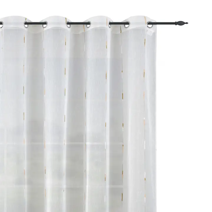 Cortinas Poliéster Translucidas Bordadas de un Visillo Modernas 150x260cm de Efecto Lino para Sala Cuarto Dormitorio Comedor Cocina Salón, Cocina  Pack de 2 Piezas con Ojales Plateados. - 1