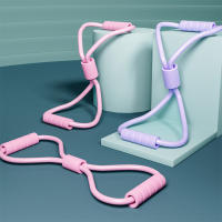 Cinta De Resistencia Elástica Para Ejercicio De Fitness 1 Pieza Desarrollador De Pecho Con Ocho Caracteres Equipo De Entrenamiento De Manguera De Tensión Para Mujer - details 1